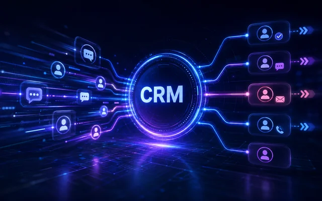 Sistema CRM centralizando leads y conectando comunicaciones, seguimiento y automatización comercial.